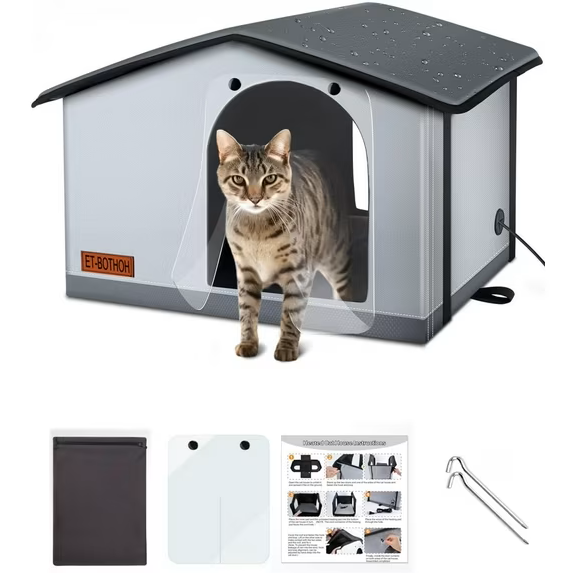 5 PCS Without Heated Indoor/Outdoor cat House Weatherproof Outdoor cat shelter Feral cat House Insulated clawsable Small Dogs Cats(20"x17"x16")
