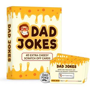 VIWIS 40 Scratch-Off Dad Jokes - Funny Gifts for dad, Men - Dad Birthday Gifts from Daughter, Son, Gag Gifts Funny Adult - White Elephant Gifts, Stocking Stuffers for Men