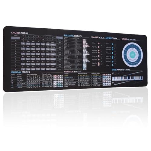 Music Theory Cheat Sheet Mousepad, Piano Shortcuts for Beginners,Music Theory Large Size Desk Mat, Musical Cheat Sheet Mouse Pad, Chords, Musical,Scale, Circle of Fifths, Studio, Sight Reading Chart