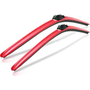 ClixWipers 26" + 16" (Set of 2) Red All Weather Premium Automotive Replacement Windshield Wiper Blades, Passenger and Driver Side Winter Wiper Blades for Various Car Models