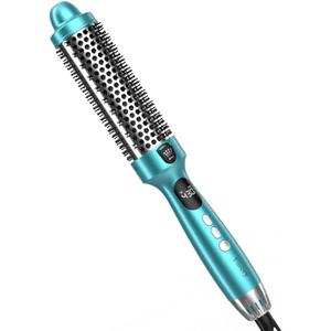 Farery Thermal Brush Extra Long Barrel with Cool Air, 1.5 Inch Heated Round Curling Brush for Big Bouncy Curls, Ceramic Curling Wand for Medium & Long Hair, 9 Adjustable Temps, Dual Voltage