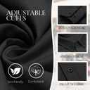 Men's Stretch Denim Dress Shirt Long Sleeve Casual Button Down Everyday Shirts Fall Winter Wedding Shirts (Black, XL)