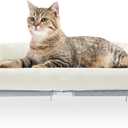 Sunhoo Elevated Cat Bed Foldable Raised Hammock For Small Dog Off Floor Indoor Puppy Kitten Cot Free Standing High Chair For Kitty Pet Outdoor with Metal Frame Washable Cover 25.2*15.75*7.48inWhite