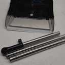 Metal Dustpan Long Handle Stainless Steel Dustpan,Heavy Duty Standing Dust Pan with Teeth, Indoor Outdoor Up for Home Kitchen Lobby Room Office