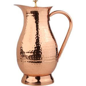 Pure Copper Jug with Lid, Large Copper Water Jug for Home, Hotels and Restaurants (Royal 1800ml)