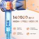 Hair Dryer, 140000 RPM High-Speed Brushless Motor Negative Ionic Low Noise Blow Dryer for Fast Drying, Thermo-Control Quiet Compact with Magnetic Nozzle for Home Travel Salon Use,Blue
