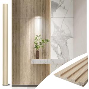 Art3d Slat Wood Wall Paneling for Interior and Ceiling Decoration - Pack of 4pcs + 1pc End-Trim, Size 108 x 5.7in.- Ashtree