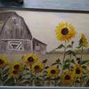 ArtSquare Rustic Summer Sunflowers Cabin Wood Framed Wall Art 40x20 Inch