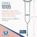 Dynarex Bariatric HD Steel Tall Adult Crutches - Extra Heavy Duty Bariatric Crutches with Underarm Pads, Adjustable Hand Grips, Anti-Slip Tips - 1000lbs Capacity, 1 Pair