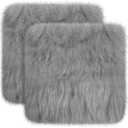 Drydiet 2 Pcs Natural Sheepskin for Bed Sores and Skin Imitation Wool Medical Sheepskins with Non-Slip Back for Pain Relief and Discomfort, Wool Seat Pad, 17 in x 17 in (Square,Grey)