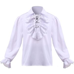 GRACEART Boys Medieval Pirate Shirt Renaissance Colonial Shirt for Kids white 12 (White, S)