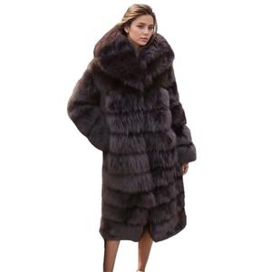 Lisa Colly Women's Winter Plus Size Parka Overcoat Long Sleeve Faux Fur Coat Jacket with Big Hooded (Brown,XX-Large)
