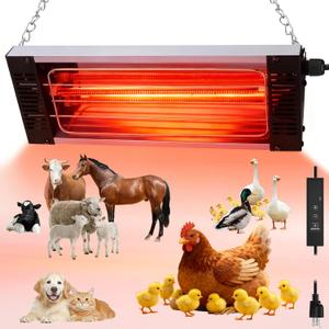 450W Heat Lamp for Chickens, Large Chicken Coop Heater, Carbon Fiber Chicks Brooder Heaters Plate, Adjust 5 Mode Temp&Time&Hanging Height, 9.8 Ft Cord Heater for Poultry Livestock Heating