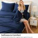 Love's cabin Fleece Full Sheet Set - 4 Pcs Dark Blue Super Soft Plush Polar Fleece Bed Sheets Set with 16" Deep Pocket,Cozy Warmth for Cold Season(1 Flat Sheet,1 Fitted Sheet,2 Pillow Cases)