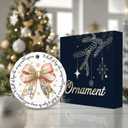 2 x Nativity Ornament 2025  A Thrill of Hope The Weary World Rejoices  Religious Ceramic Christmas Ornament with Pink Bow and Holy Family Artwork, Inspirational Faith Holiday Dcor & Gift