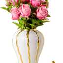 Ginger Jar, White and Gold Ginger Jar with Lid Ceramic Flower Vase for Home Decor, Storage jar, Table Center Vase Temple Jar, Decorative Centerpiece for Home, Living Room(18in)