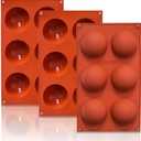 Lerykin 3 Pack Large 6-Cavity Semi Sphere Silicone Molds, Non-Stick Baking Mold for Making Standard Size Hot Chocolate Bomb, Cake, Jelly, Dome Mousse
