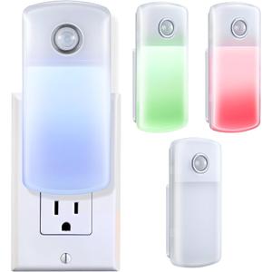 Enhon Emergency Power Failure Night Lights, 5-in-1 Multi Color LED Light, Rechargeable Flashlight with Foldable Plug, Automatic On Off Motion Sensor for Bedrooms, Hallways, Black Outs (4 Pack)