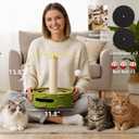 Cat Nail File Enrichment Box with Scratching Post, Sandpaper Scratcher Base, Interactive Cat Scratch Puzzle Box with Rotating Teaser & Bell Balls for Indoor Cats