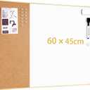 ARCOBIS Dry Erase Cork Board Combo, 24"X18" Bulletin White Board for Wall, Magnetic Corkboard Whiteboard Combination, Vision Board for Office, Home, School Gold Frame