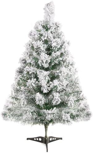 Gloreyan 2FT Artificial Christmas Tree Green Tabletop Christmas Tree with Plastic Stand Snow Flocked Mini Xmas Pine Tree for Indoor Outdoor Holiday Home Decoration
