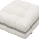 Magpie Fabrics 19"x19" Tufted Seat Cushion 2 Pack, U-Shaped Patio Cushions with Ties, Outdoor/Indoor Chair Pads Waterproof for Dining Garden Balcony Office - Cream Beige