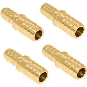 Beduan Brass Hose Reducer, 1/2" to 5/16" Barb Hose ID, Reducing Barb Fitting Splicer Mender Union Air Water Fuel (Pack of 4)