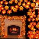 Timer - 5 Pack Fall Decor Fall Garland Lights Total 100LED 50Ft Enlarged Maples Leaf Garland String Lights Battery Operated Autumn Garland Thanksgiving Decorations for Home Indoor Halloween Christmas