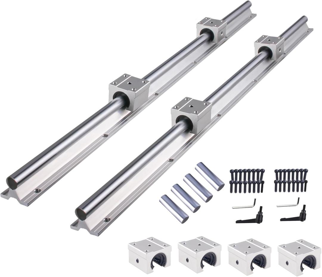 SBR20 Linear Rail Spliced Linear Guide Rail 3000mm 4PCS SBR20 1500mm Fully Supported Linear Rail Shaft Rod+8PCS SBR20UU Block Bearing+4PCS Dowels for CNC Machine and 3D Printer