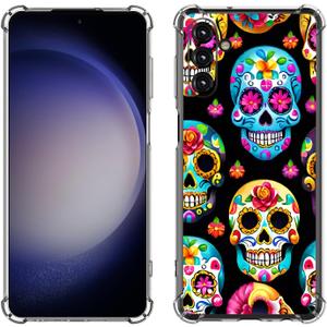 Galaxy A35 5G Case,Sugar Skulls Flowers Drop Protection Shockproof Case TPU Full Body Protective Scratch-Resistant Cover for Samsung Galaxy A35 5G