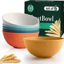 Homienly Wheat Straw Bowls Set of 6, 40 OZ Cereal Bowls for Kitchen, Unbreakable Soup Bowl with Unique Texture, Alternative to Plastic Bowl for Decoration, Microwave & Dishwasher Safe, Reusable,Multi