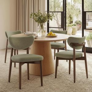 VASAGLE Wooden Dining Chairs Set of 4, Upholstered Kitchen Chairs, Sage Green