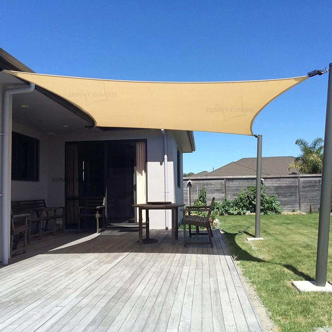 SUNNY GUARD Sun Shade Sail 20' x 23' Rectangle Sand UV Block Sunshade for Backyard Yard Deck Patio Garden Outdoor Activities and Facility