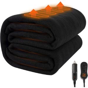 Sojoy Heated Car Blanket, 12-Volt Electric Blanket for Car, Truck, SUV, RV, Portable Heated Throw with High/Low Temp Control (57" *40")