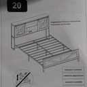 YITAHOME ​Farmhouse Queen Size Bed Frame with Headboard, Bookcase Storage Shelves, Sliding Grid Barn Door, Charging Station, Rustic Wood Platform Bed, No Box Spring Needed, White