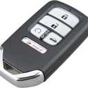 Remote Smart Key Fob Shell Case Fit for 2016 2017 2018 Honda Civic CR-V Pilot Keyless Entry Replacement Car Key Cover (Silver, 5 Buttons)