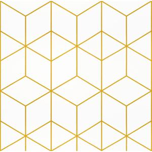 Safiyya Contact Paper Gold White Wallpaper Geometric Peel and Stick Wallpaper Removable Wall Paper for Bedroom Vinyl Rolls 78.7"x17.3"