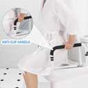 Toilet Safety Rail, Safety Frame for Toilet Seat, Toilet Grab Bar with Adjustable Width for Seniors Supports 350lbs (Black and White)