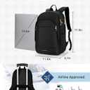 LIGHT FLIGHT Travel Backpack for Women, 15.6 Inch Laptop Backpack with USB Charging Hole, Water Resistant College Bookbag, Large Capacity Black Computer Backpacks for Work, Black