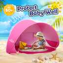 Monobeach Baby Beach Tent Pop Up Portable Shade Pool UPF50+ UV Protection Sun Shelter for Infant with Easy Set Up Canopy (Pink Beach Tent)