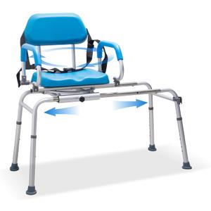 PIDOSO FSA/HSA Eligible Sliding Shower Chair with Swivel Seat, Rotating Tub Transfer Bench Shower Bench with Padded Seat and Backrest for Elderly and Disabled