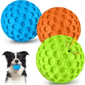 havit Indestructible Squeaky Dog Balls for Aggressive Chewers, Interactive Dog Toys to Keep Them Busy, Rubber Dog Chew Toy for Large Medium Breeds, Outdoor Waterproof (3 Colors)