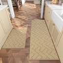 hicorfe Kitchen Runner Rugs and Mats Sets,2 Pieces Absorbent Non-Slip Kitchen Rug,Comfort Kitchen Mat for Floor, Washable for Kitchen,Hallway,Sink,Laundry(20"x59"+20"x32",Brown)