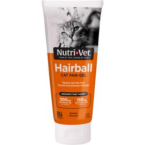 Nutri-Vet Hairball Paw Gel, Cat Hairball Remedy, Kitten Supplies, Hair Ball Relief for Cats, Fur Ball Remedy, Soybean & Coconut Oil, Salmon Flavor, 3 oz, Best By 11, 2026