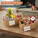 Coeusy Scalloped Basket Set of 2,Water Hyacinth Basket for Organizing and Decor,Hand-Woven Wicker Storage Baskets with Built-In Handles for Nursery,Gift,Laundry