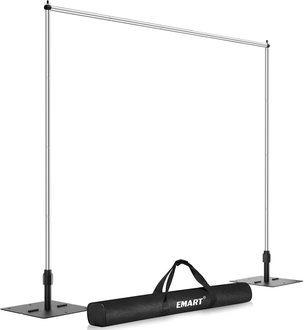 EMART Backdrop Stand Heavy Duty, 10x10Ft Pipe and Drape Backdrop Stand, Stable Background System Kit with 2 Metal Bases, 12 Stainless Steel Poles for Parties, Wedding, Birthday, Photography