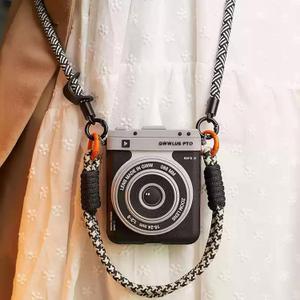 Magnetic Holder Case for Motorola Razr 2024 / Razr 2025 Camera Case Vintage Cover Cute 3D Cool Unique Design with Removable Neck Strap Lanyard for Girls Women(Black, razr 2024/2025)