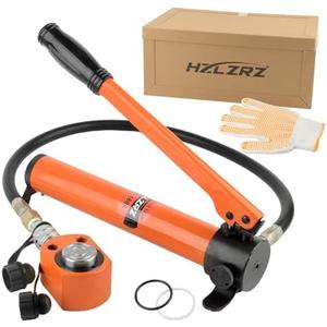 HZLZRZ 10 Ton Hydraulic Cylinder Jack with CP-180 Manual Hand Pump and Porta Power Kit - Industrial Mini Hydraulic Pump Cylinder for Machinery and Shipbuilding (RMC/101)