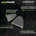 Guga Foods Ultimate Griddle Kit Set- Transform Any Grill or Stove, Includes Cast Iron Griddle with Detachable Handle, Stainless Steel Angled & Straight Edge Spatulas, For Cooking Indoor Or Outdoor
