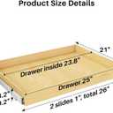 Pull Out Cabinet Organizer, Soft Close Wooden Slide Out Drawers for Pots and Pans, Full-extension Roll Out Shelves for Kitchen Cabinets, Pantry Organization, Bottom & Side Mount(26"W X 21"D x 3.4''H)